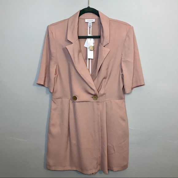 NWT Topshop -  Pink Blush Button Skort Romper 10 - Picture 5 of 7